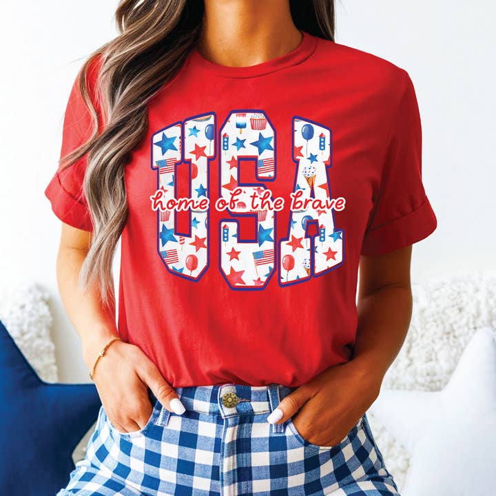 USA Home of the Brave GRAPHIC TEE for wholesale by Southern Attitude Designs Inc