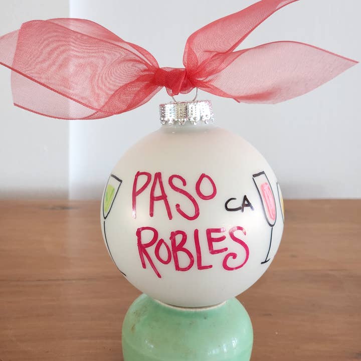 Kirsten in Color - Wholesale Ornament - Cocktail /wine glasses Hand Painted Glass Ball Ornament