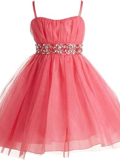 Big Girls Jeweled Waist Tulle Party Dress for wholesale by iGirlDress