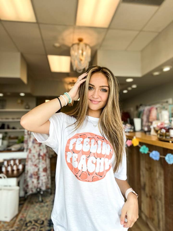 South + Main - Wholesale Screen Printed T-Shirt - Women's - Feelin' Peachy