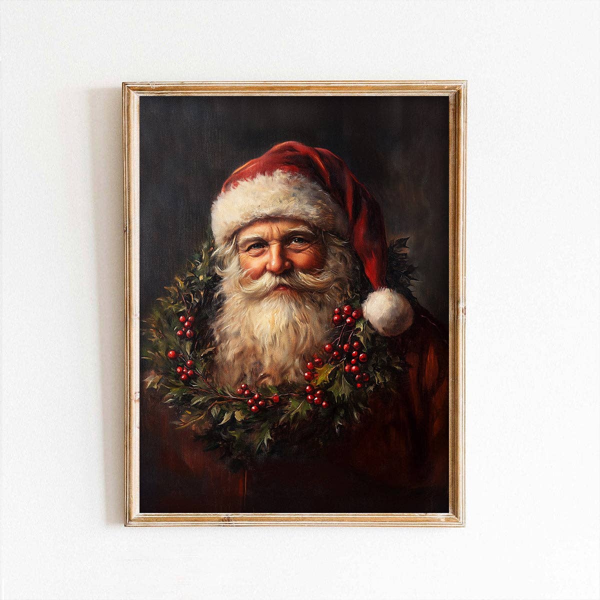 Paper House Print Shop - Wholesale Art Print - Nordic Santa With Berry Wreath Art Print