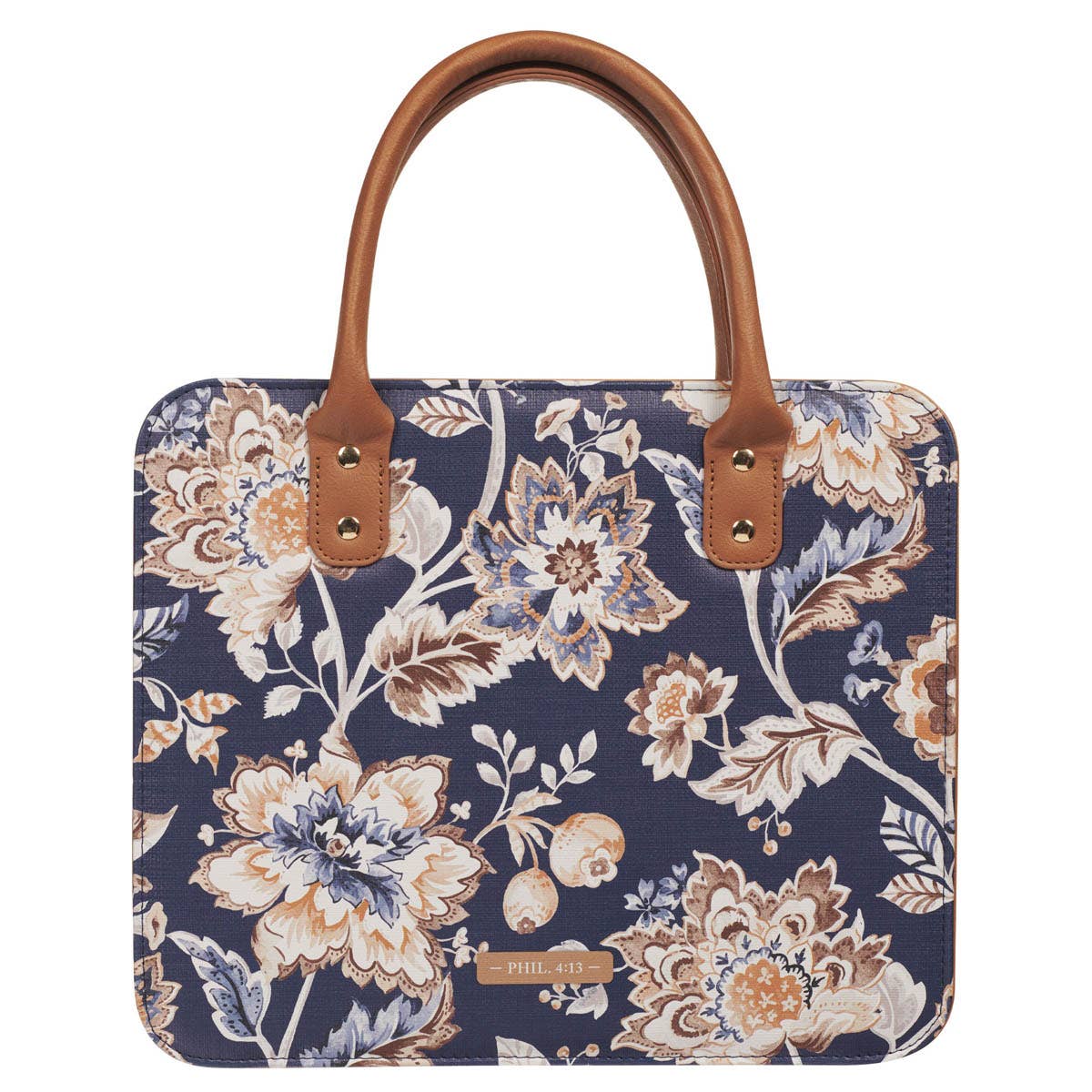 Christian Art Gifts - Vente Couvertures pour bible - Couverture de Bible Fashion Navy/Brown All Things Phil. 4:132