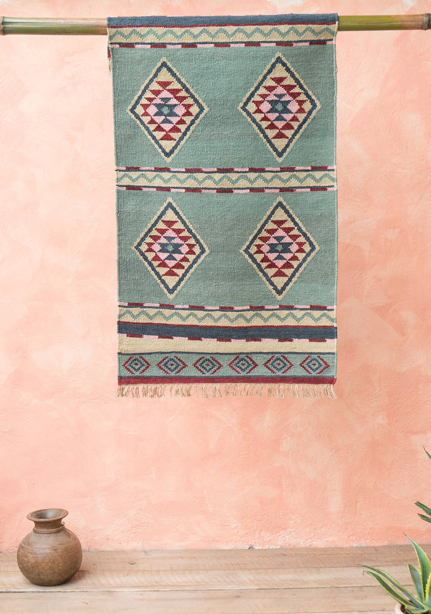 Namaste – wholesale Matta – Alanya handvävd ull/bomullskelimmatta, 75 X 135cm0