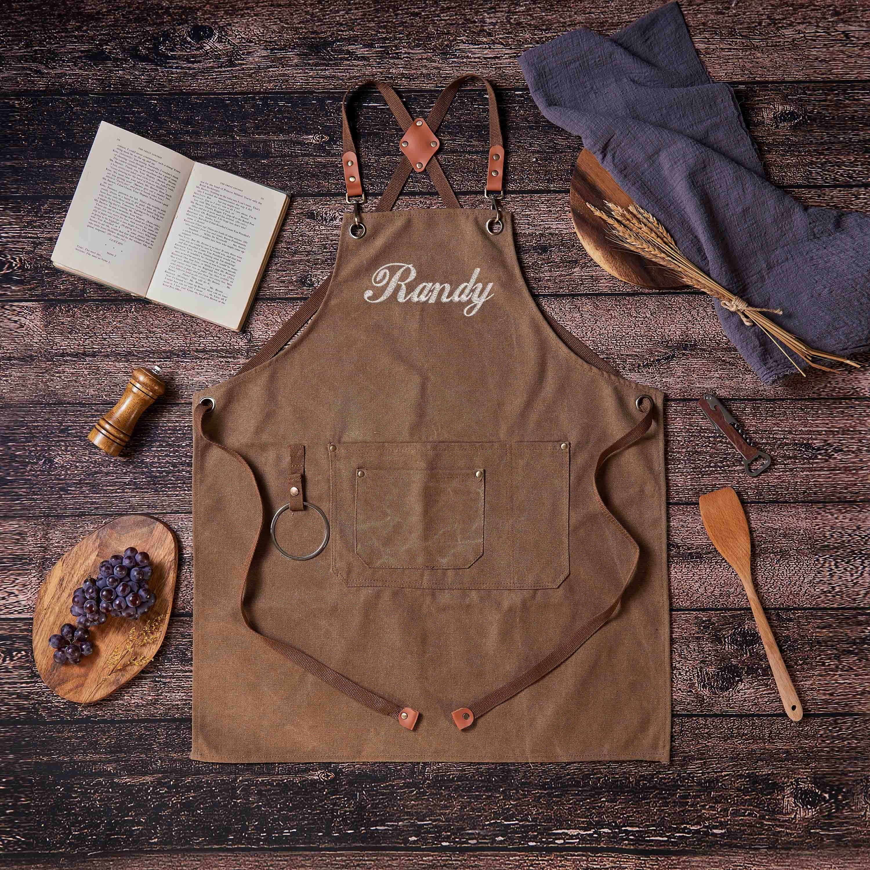 RockCow Leather Studio - Wholesale Apron - Personalized Canvas Workshop Apron with Pockets, Custom Bar, BBQ & Bartender Apron8