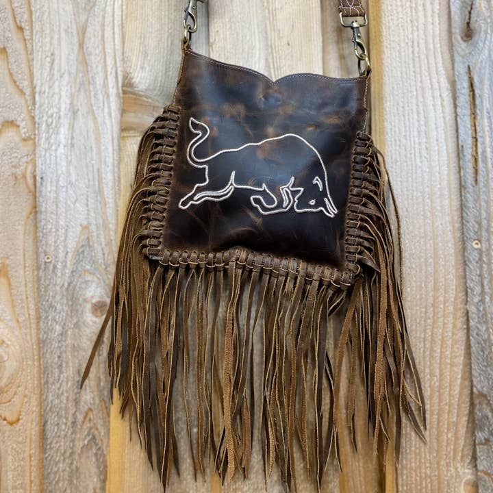 Sac bandoulière en cuir entièrement orné Bull pour la vente par Western Linens