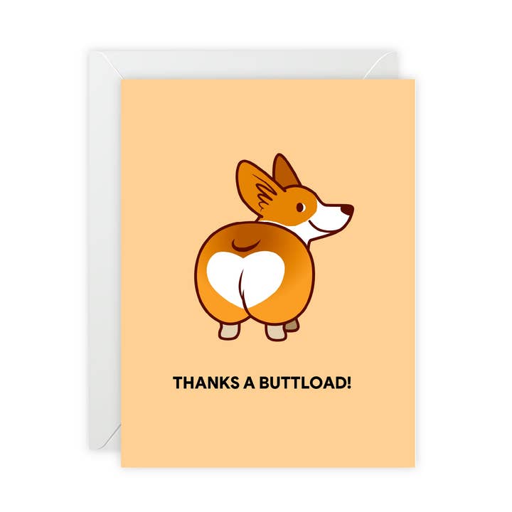 Cartão de Agradecimento "Obrigado a Beça!" com Corgi Fofo — Cartão de Agradecimento / Obrigado - Ilustrado, Engraçado, Sarcástico, Moderno por atacado de Donkey Laserbeam