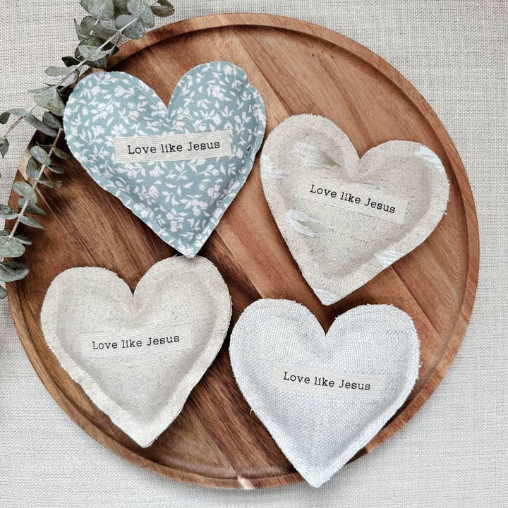 Fabric Heart - Love like Jesus | Handmade | Happy Hearts for wholesale by So Thoughtful Gifts