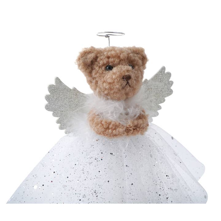 CGB Giftware - Vente Décorations pour pointe de sapin de Noël - Little Bear Company Décoration d'arbre en forme d'ours en peluche en argent
