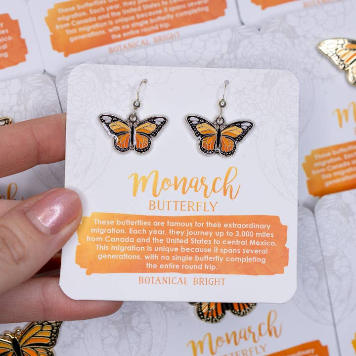 Botanical Bright - Wholesale Dangle Earrings - Monarch Butterfly Dangle Earrings