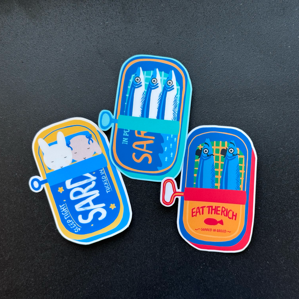 Clem & Co. - Wholesale Sticker - Blue Sardine Tin Sticker1