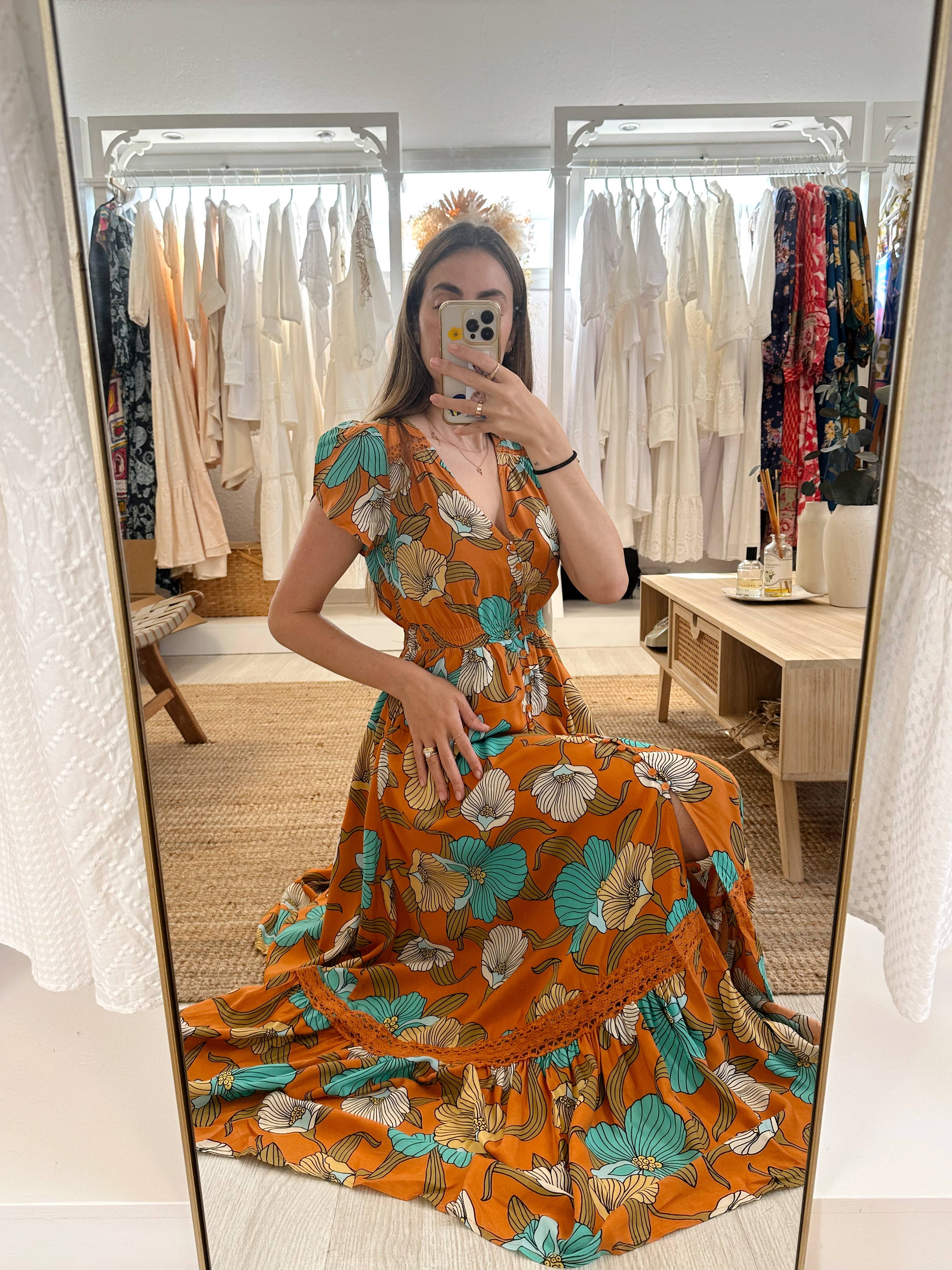 Jaase - Wholesale Dress - Women's - AQUA FIELDS PRINT CARMEN DRESS0