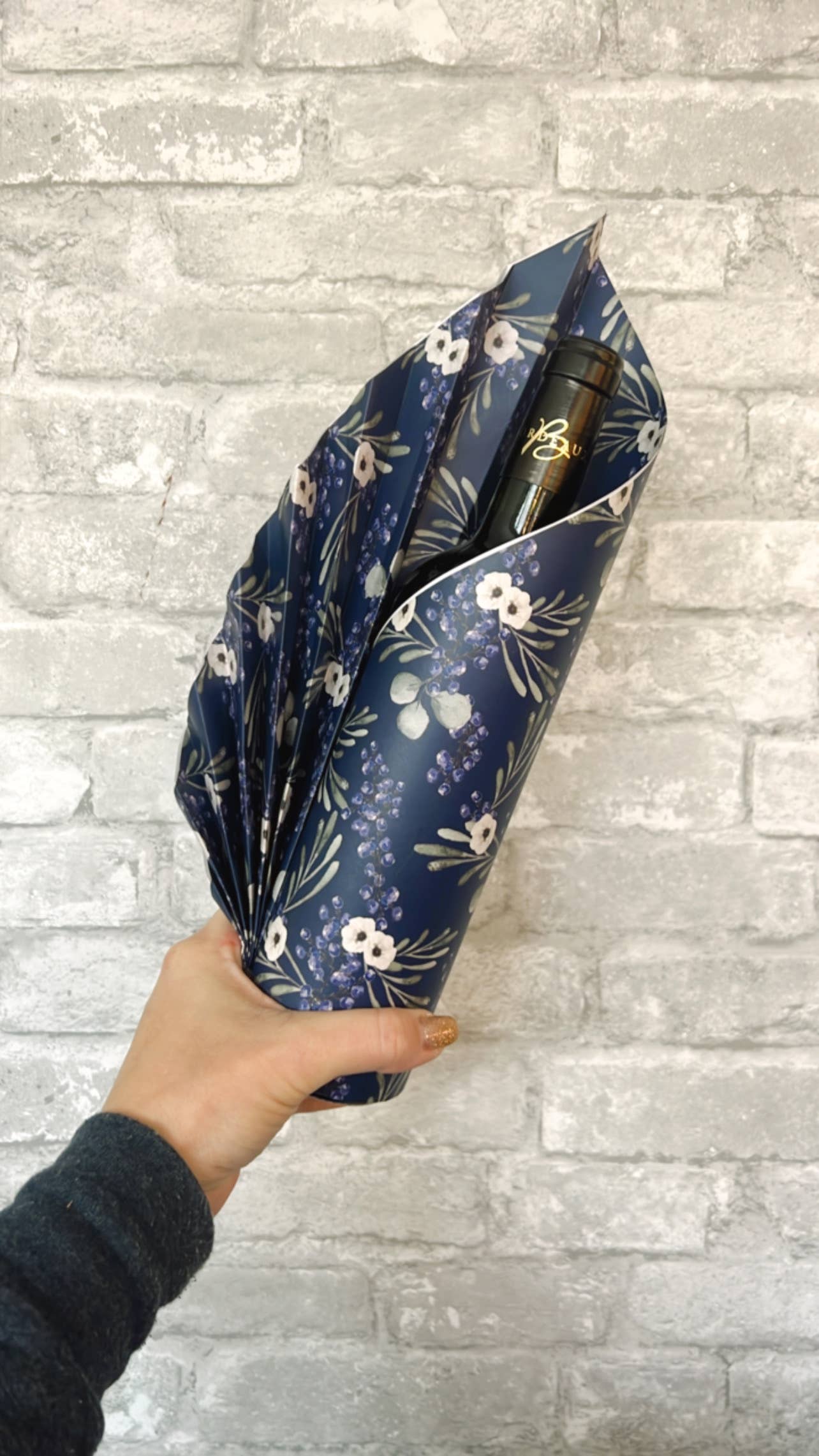 Phillips Designs - Wholesale Wrapping Paper Roll - Navy Berries Art Paper2