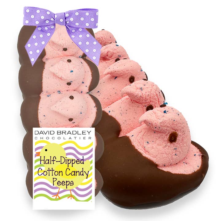 Pâques - Peeps en coton sucré à moitié trempés 2,5 oz. pour la vente par David Bradley Chocolatier