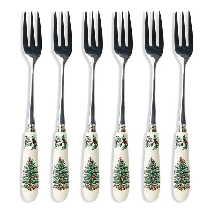 Spode Christmas Tree Set of 6 Pastry Forks for wholesale by Portmeirion, Spode, Pimpernel, Nacthmann, Wrendale Designs