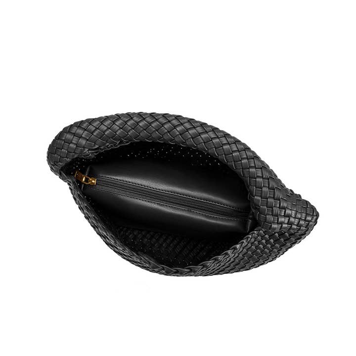 Melie Bianco - Wholesale Shoulder Bag - Women's - Johanna Black Recycled Vegan Shoulder Bag
