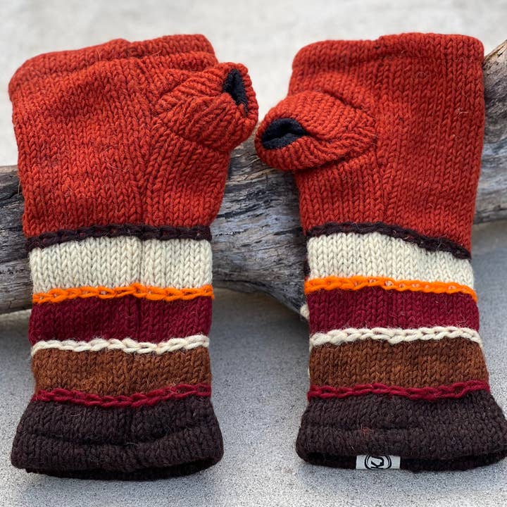 Lungta Imports - Wholesale Gloves - Women's - Woolen Hand Knit Fingerless Fleece Lined Gloves, Hand Warmer30