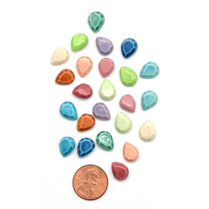 Pear Shape Ceramic Stud Earrings - Ships in Assorted Colors for wholesale by Dunitz & Company