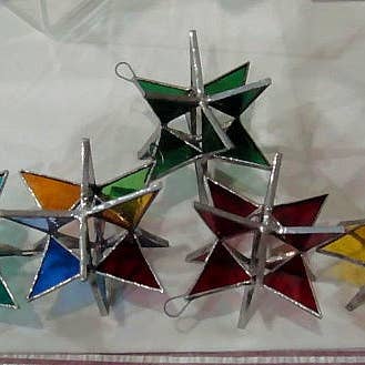 Arara Enterprises - Wholesale Ornament - Windowpane Glass Stars Ornament in Assorted Colors