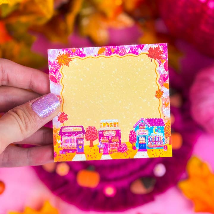 Emily Cromwell Designs - Wholesale Sticky Notes - Fall at Bookshop Avenue Sticky Notes 3" x 3"0