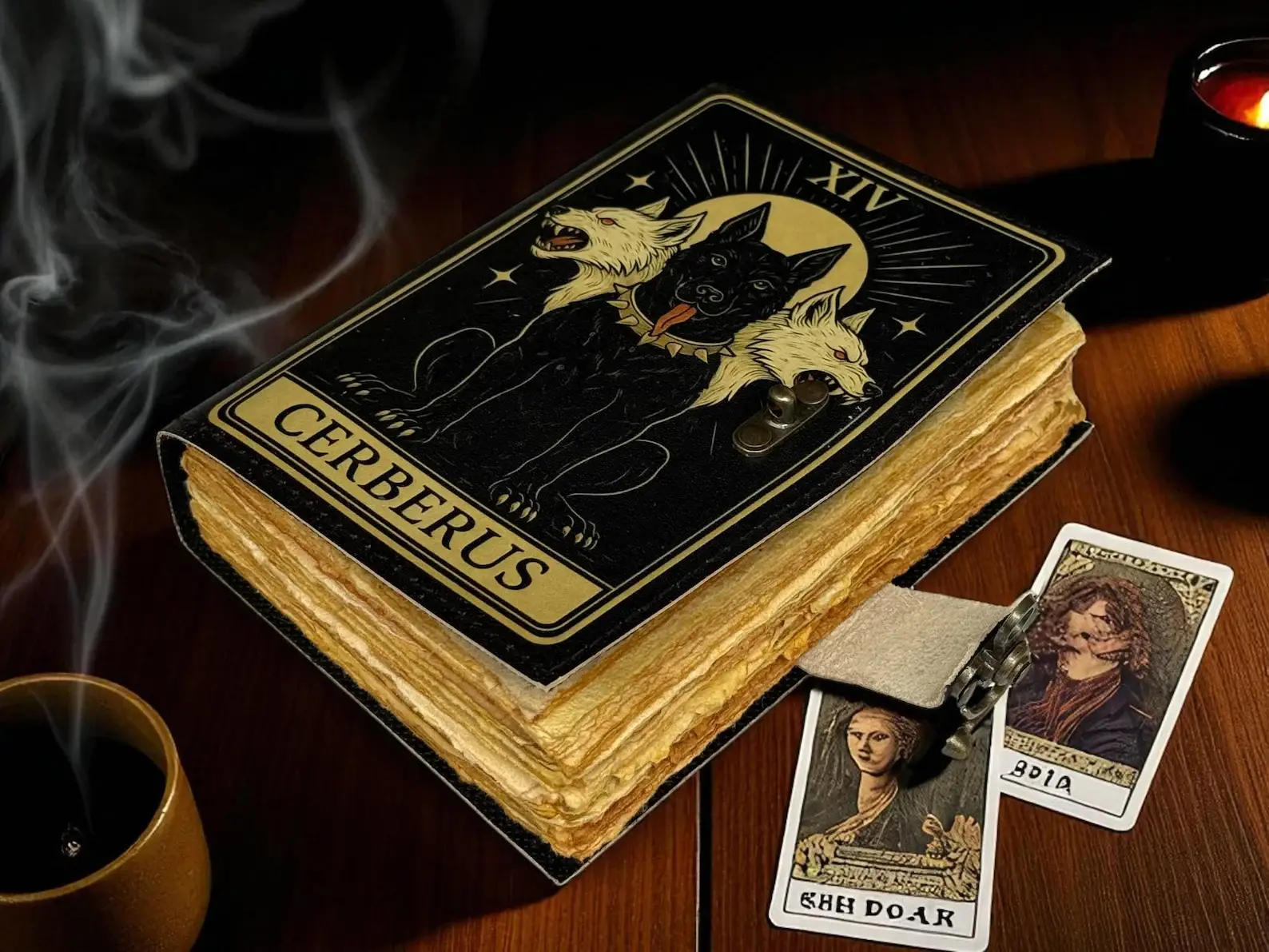 MNM HANDICRAFTS - Wholesale Journal/Diary - Cerberus Leather Grimoire – Spell Book of Shadows Journal 1