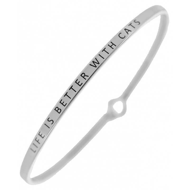 FR4093 HET LEVEN IS BETER MET CATS_3mm Message Bangle voor wholesale door 0011 PREMIERE