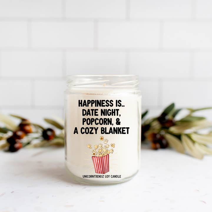 Vela de soja, Presentes para encontros noturnos, Vela de pipoca, Velas engraçadas por atacado de Unicorntrendz