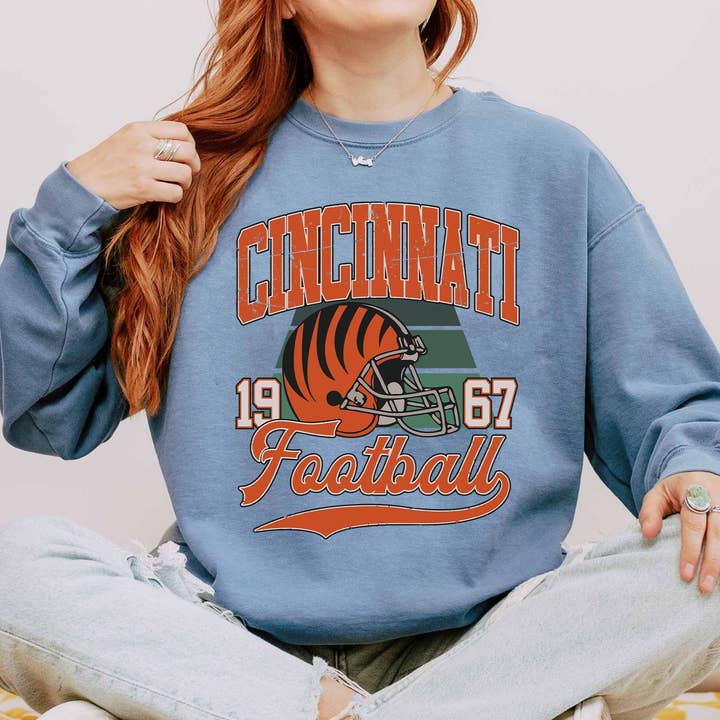 Cincy Football Vintage Crewneck Game Day Gift for wholesale by TheKingShirt