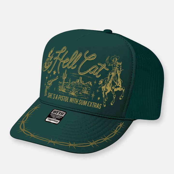 Webig Moto Company - Wholesale Trucker Hat - Unisex - HELL CAT CURVED BILL HAT8