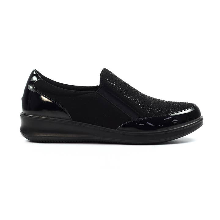 Hattie Black Wedge Shoe for wholesale by Lunar Shoes