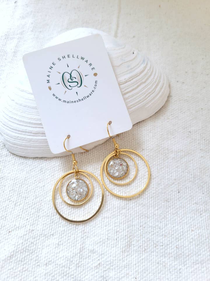 Gold Double Circlet Earrings for wholesale by Maine Shellware