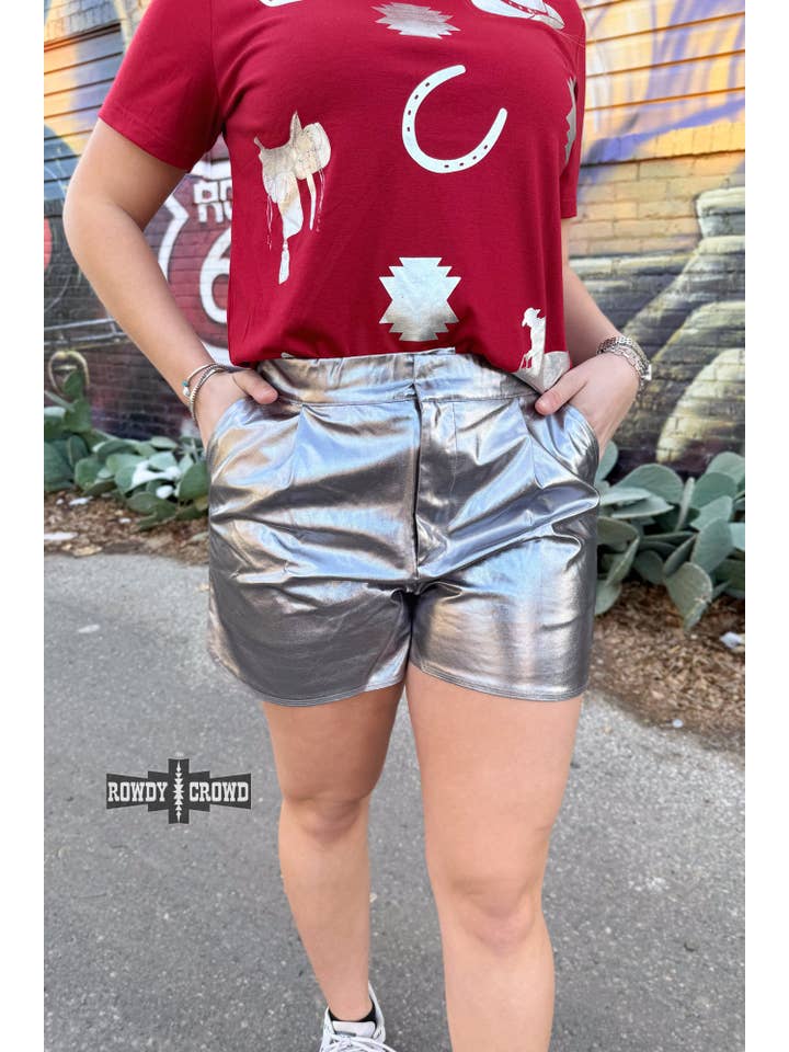 Rowdy Crowd Clothing - Wholesale Shorts - Women's - Marfa Metallic Shorts3