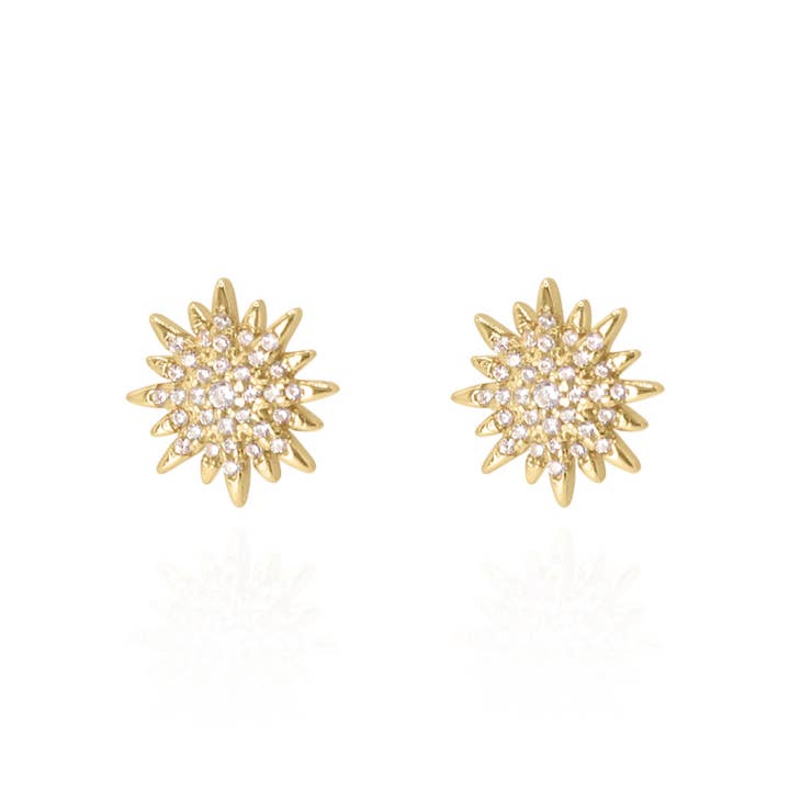 Rhea Starburst Stud Earrings | 18K Gold Plated for wholesale by LUNA CHARLES EMRA LTD