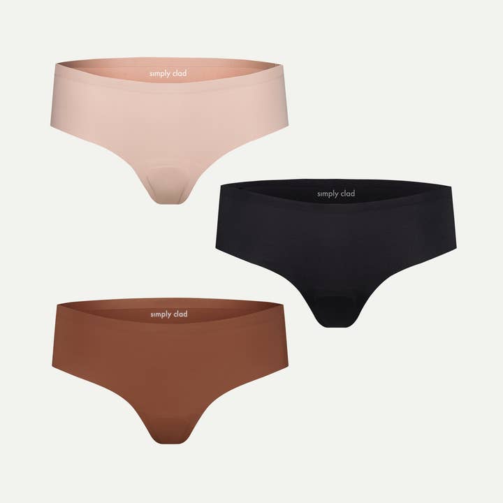 Cueca Fio Dental à Prova de Camel Toe (Pack de 3) por atacado de Simply Clad