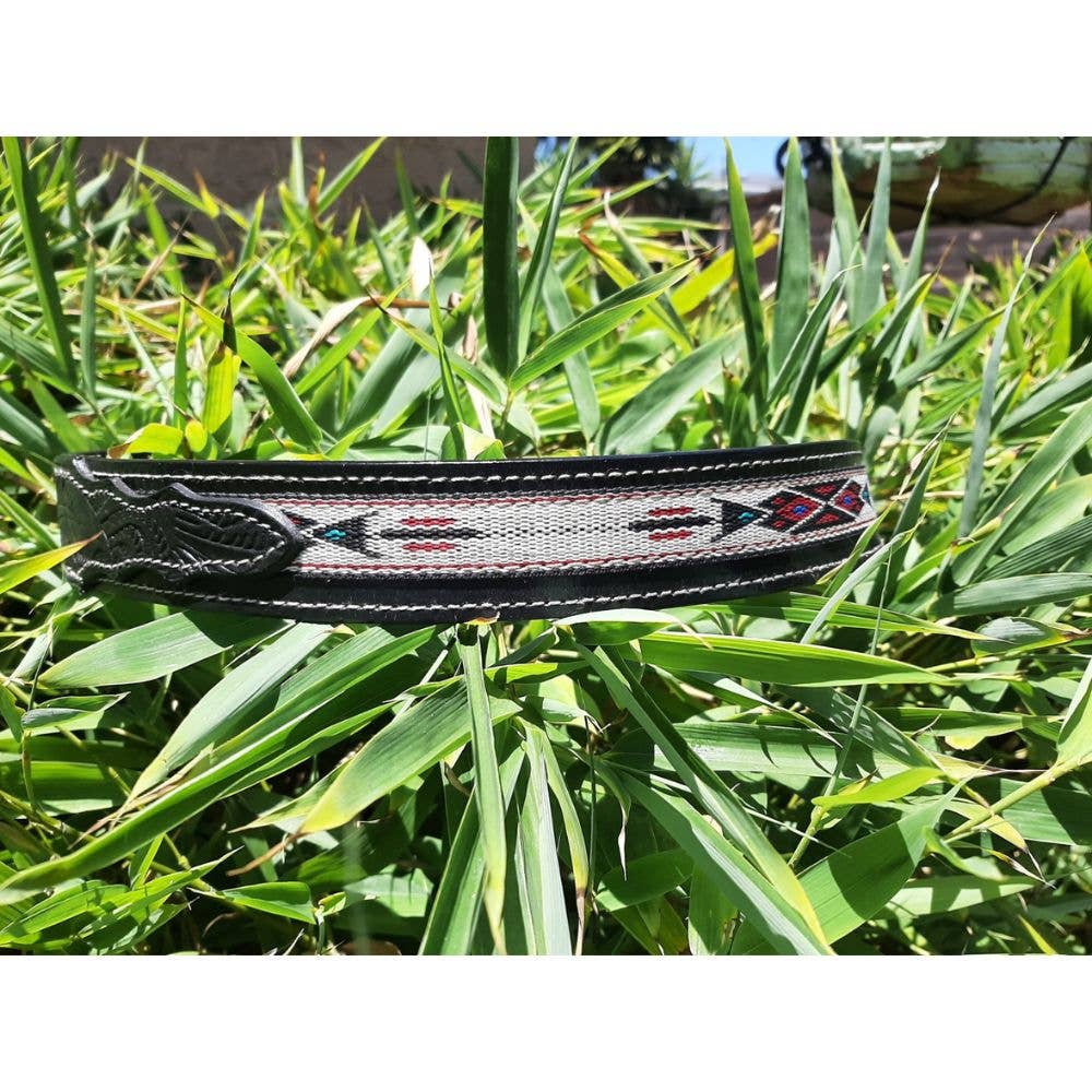 Baja Leather - Venta al por mayor Cinturón - Unisex - Cinturón de Cuero Occidental Tallado - Azteca - Cuero Negro4