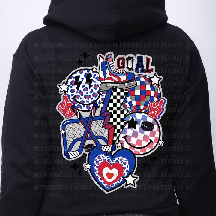 Vente en gros de t-shirts graphiques Hockey Collage pour la vente par NC Creations