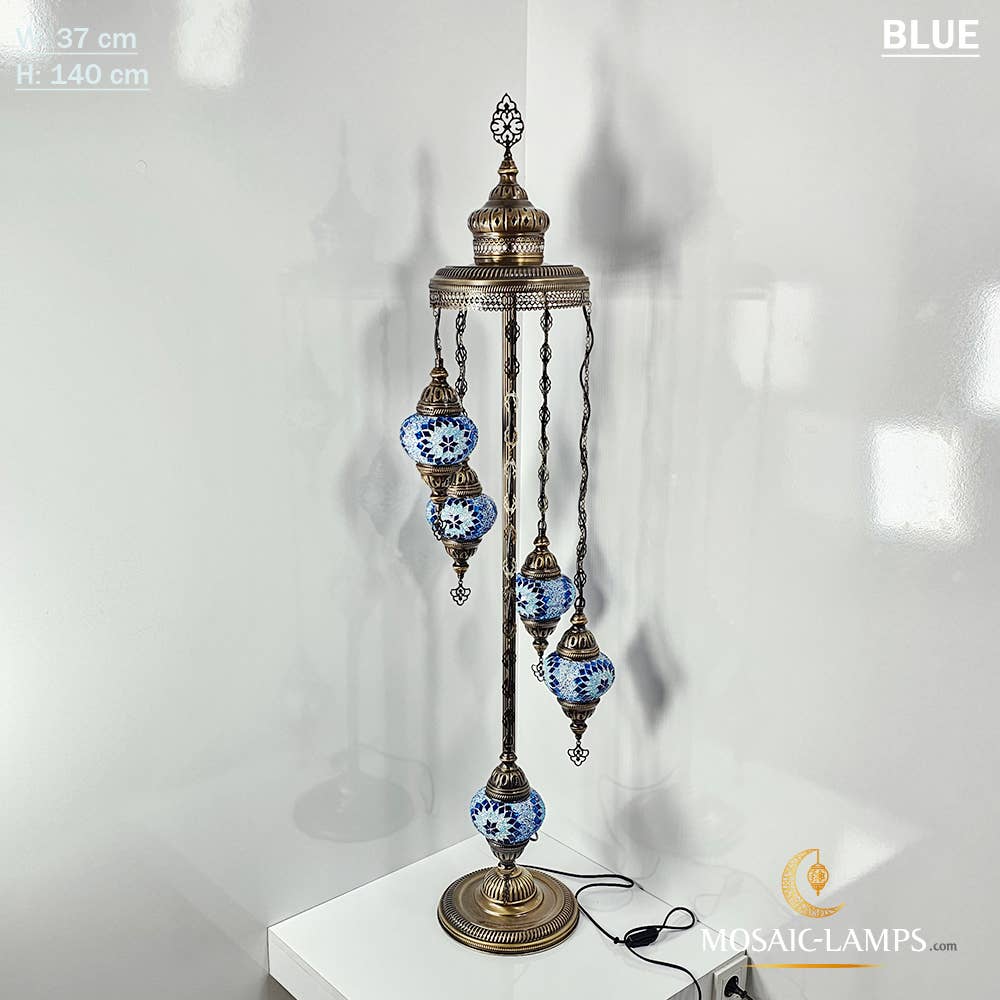 Mosaic Lamps - Wholesale Floor Lamp - 5 Globe Mosaic Floor Lamps, Medium Ball Turkish Mosaic Bedsi1