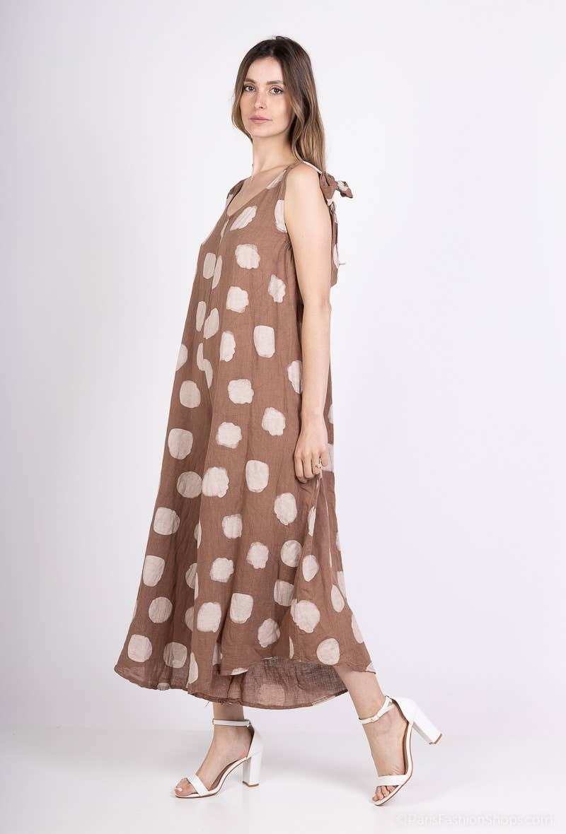 L'Emotion - Vente Combinaison – femme -  Combinaison à Pois Bretelles Nœuds Ajustables 100% Lin7