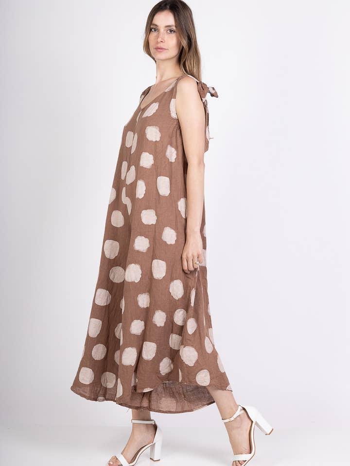 L'Emotion - Vente Combinaison – femme - Combinaison à Pois Bretelles Nœuds Ajustables 100% Lin7