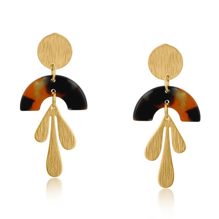 Hortense Metal and Resin Floral Stud Earrings for wholesale by Big Metal London