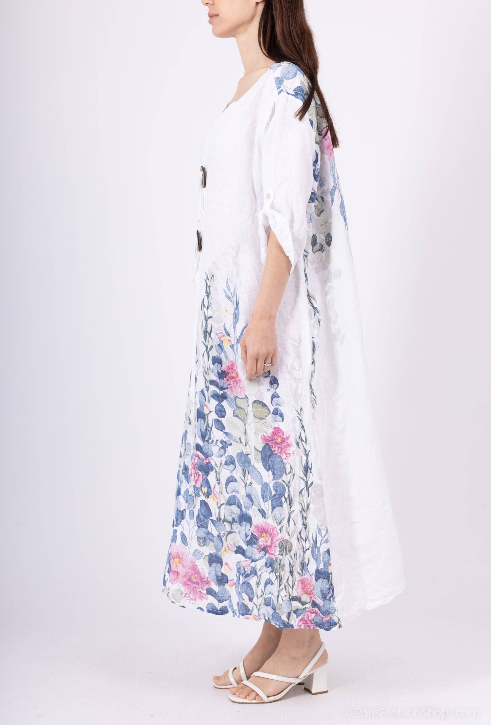 Shyloh - Vente Robe – femme - Robe en lin à imprimé fleuri et 2 boutons 1495516