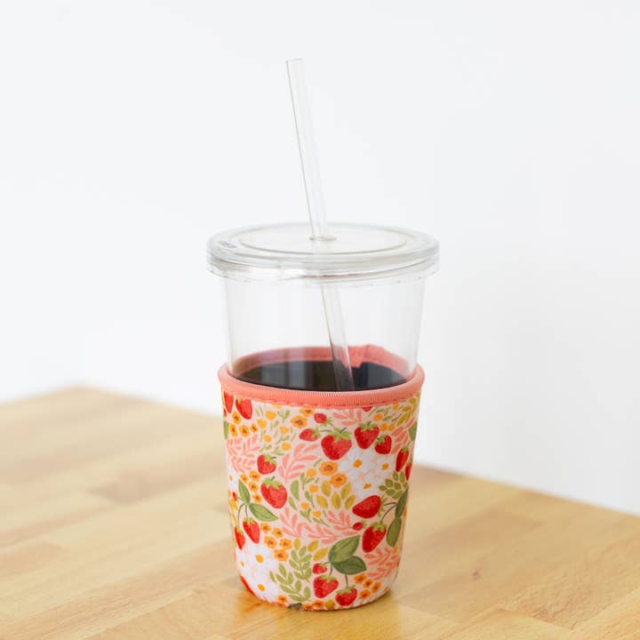 Elyse Breanne Design - Wholesale Drink Huggers & Koozies - Strawberry Patch Drink Sleeve Iced Coffee Sleeve Drink Cover