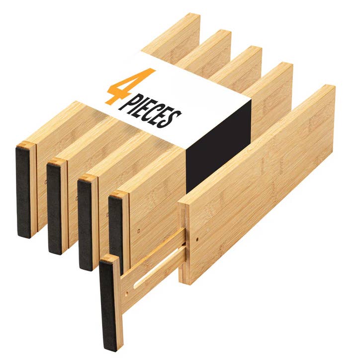 Drawer Dividers- 4 Pack- 17x21x4- Wood Color for wholesale by The Organizing Warehouse