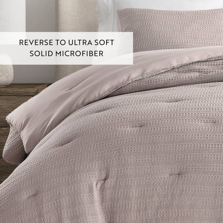 ienjoy Home - Wholesale Bedding Set - Waffle Textured 3 Piece Down Alternative Comforter Set3