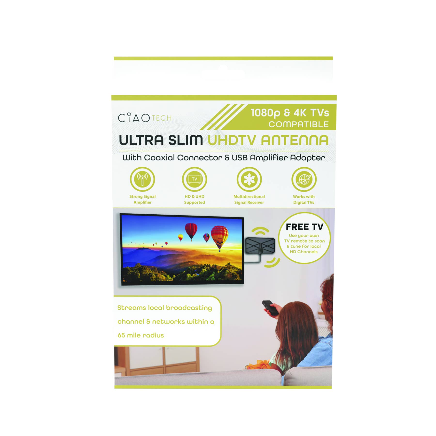 Lifeware Group LLC – Großhandel Draht – CIAO Tech Ultradünne UHDTV-Digitalantenne - Kostenlos fernsehen