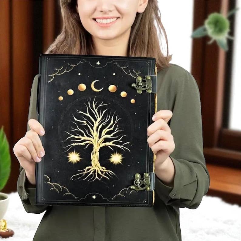 Leatherooze - Wholesale Journal/diary - Tree of Life Leather Grimoire Journal- Blank Book of Shadows6