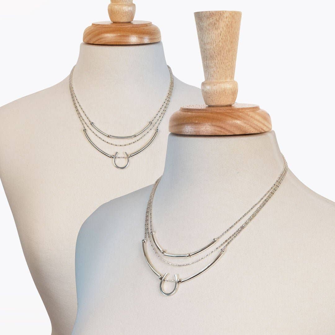 URBAN-EQUESTRIAN - Wholesale Dangle Earrings - Calista - Sterling Silver Bosal Horseshoe Earring on Beaded Chain4