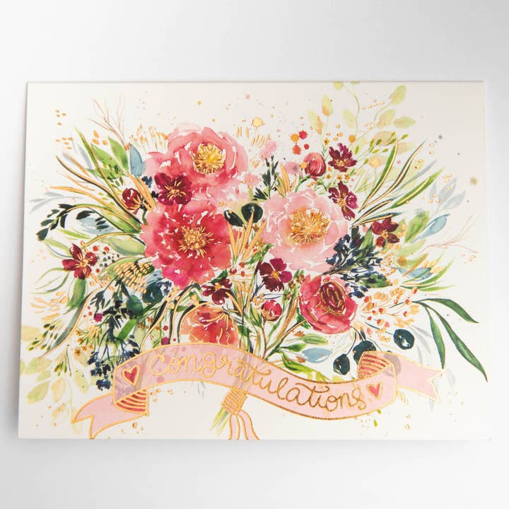 Congratulations Floral Card - Gold Foil for wholesale by Create Joy Project