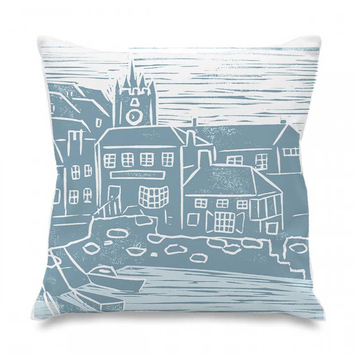 Falmouth Lino Print Cushion for wholesale by Holly Woodman Textiles