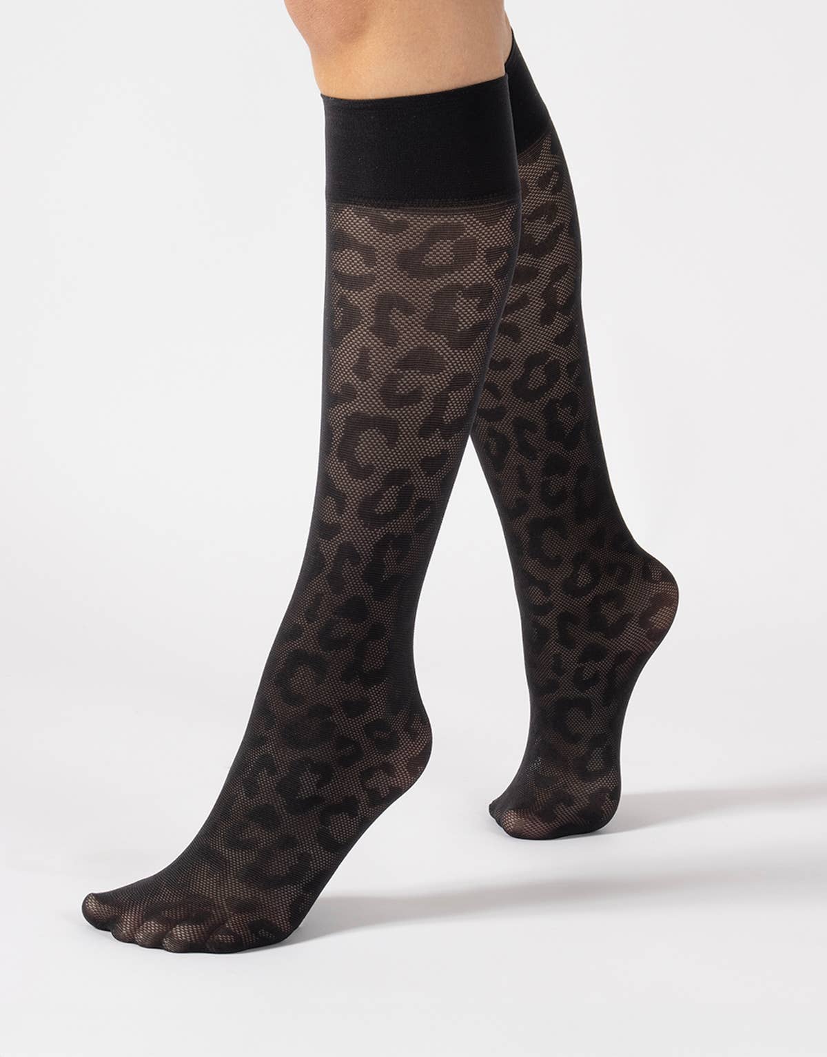 Preto Meias Altas Lepard, Meias Transparentes, Meias MicroNet para venda a revendedores na Faire1