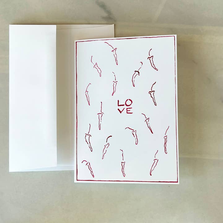 Tarjeta "AMOR" de Chile Rojo, A7 para venta al por mayor de Red Chile Design Co